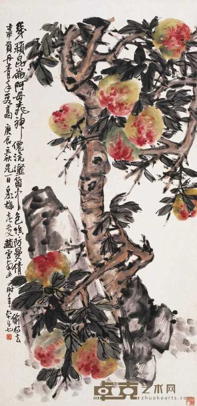 赵云壑 署年：庚辰(1940) 大寿图 立轴 115×55cm
